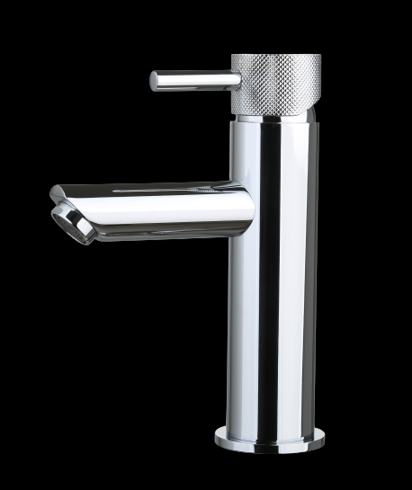 Wastafelmengkraan  Mia Chroom met geribbeld knop