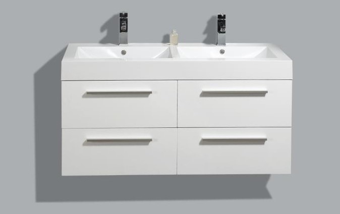 Badmeubelset met aluminium greep 120 Hoogglans Wit zonder spiegel OP = OP