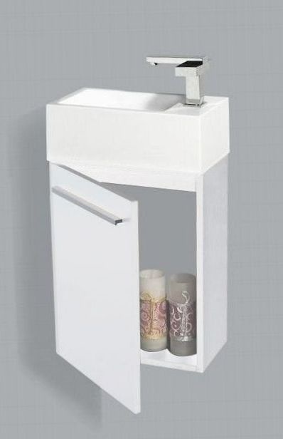 Fonteinkast met aluminium greep Hoogglans Wit (zonder fonteinbakje) OP = OP