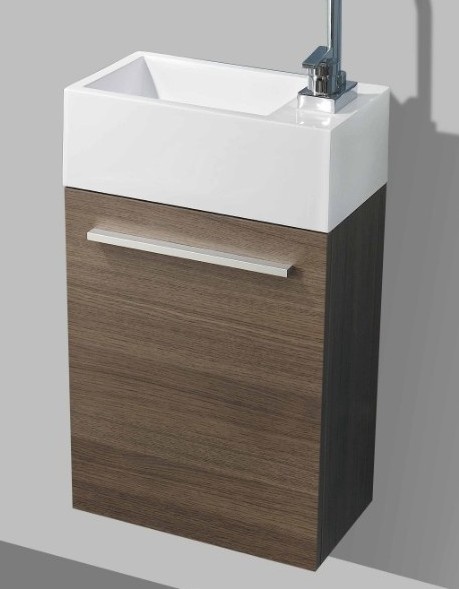 Fonteinkast met aluminium greep Grey Oak (zonder fonteinbakje) OP = OP