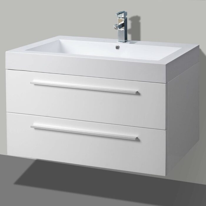 BM badmeubelset met aluminium greep 80 Hoogglans Wit zonder spiegel OP = OP