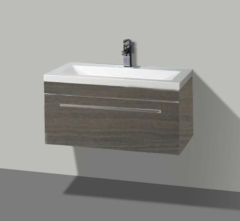 Badmeubelset met aluminium greep 90 Grey Oak zonder spiegel OP = OP