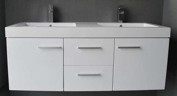 Badmeubelset met aluminium greep 131 Hoogglans Wit zonder spiegel OP = OP