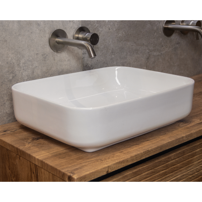 Waskom Keramiek Minerva Color Line incl. clickwaste Glans Wit