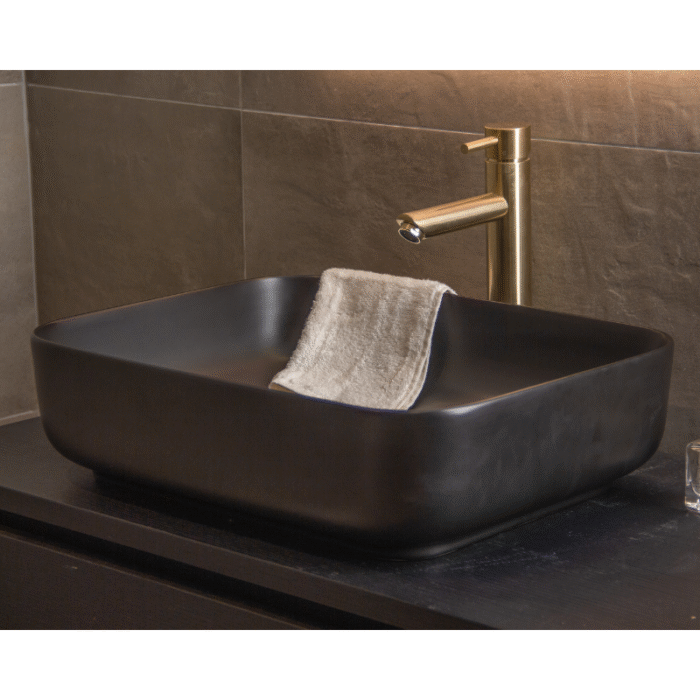 Waskom Keramiek Minerva Color Line incl. clickwaste Mat Zwart