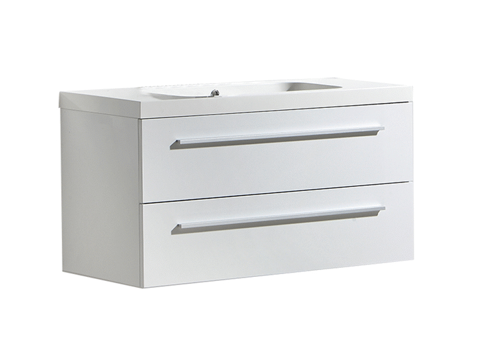 Badmeubelset met aluminium greep 100 Hoogglans Wit zonder spiegel OP = OP