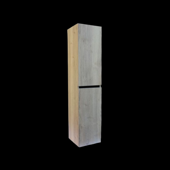 Trendline basic kolomkast met greeplijst Mat Zwart Natural Oak