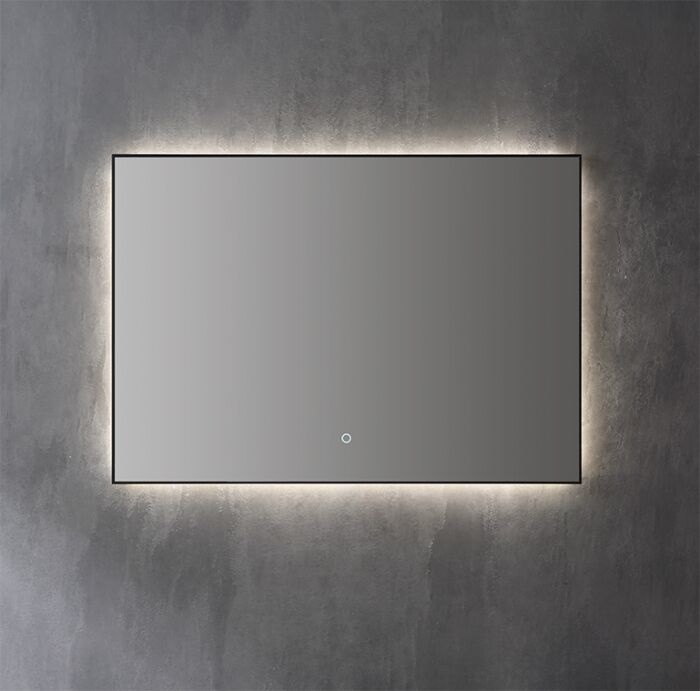 Spiegel decor Mat Zwart met indirecte LED verlichting, 3 kleur instelbaar & dimbaar 100