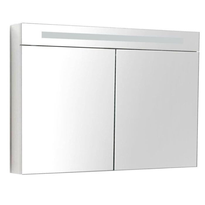 Spiegelkast met LED verlichting incl. opbouw stopcontact schakelaar 100 Hoogglans Wit