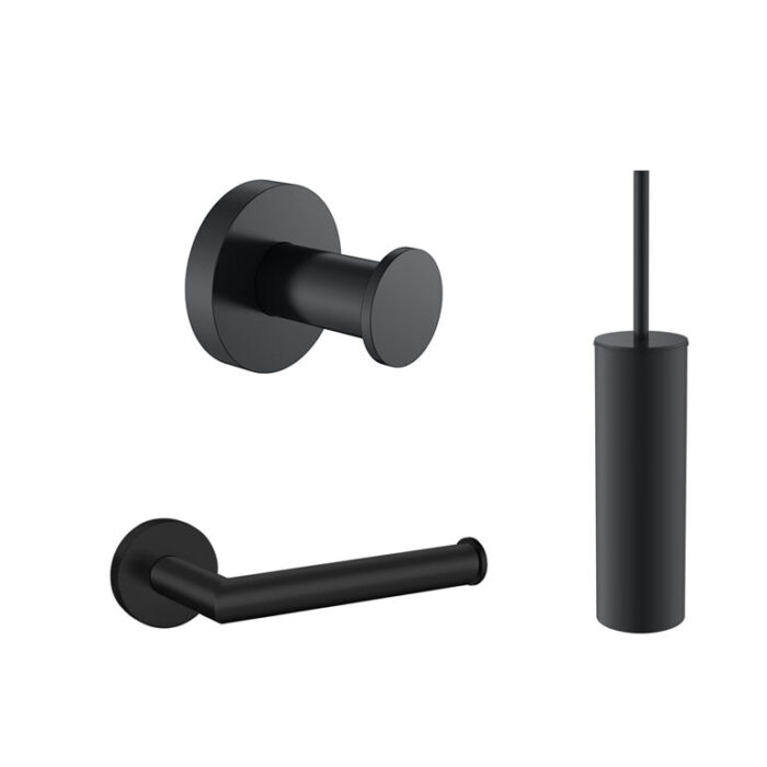 Toilet accessoireset rond Mat Zwart