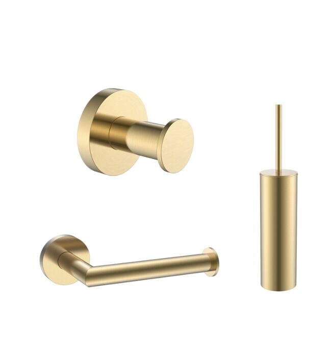 Toilet accessoireset rond Goud Geborsteld