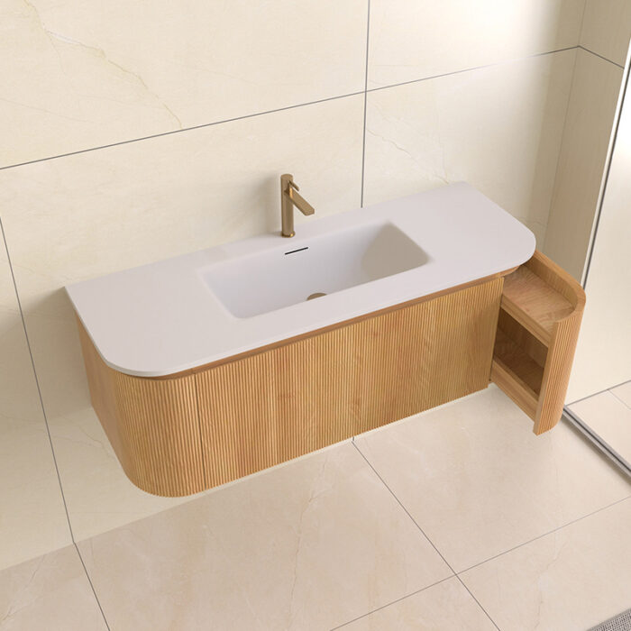 Badmeubelset Eleganza 120 Solid Surface Acacia zonder spiegel