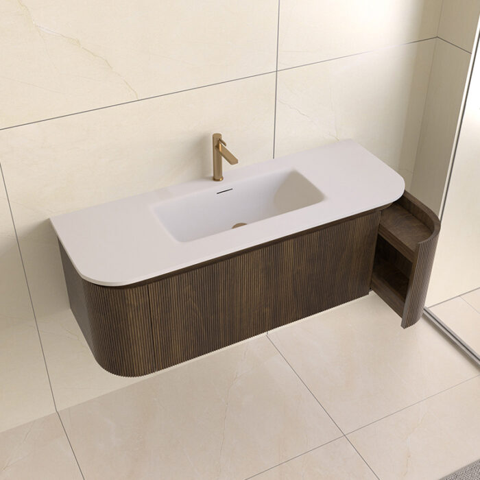 Badmeubelset Eleganza 120 Solid Surface Dark Walnut zonder spiegel
