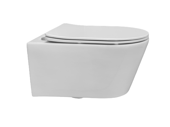 Wandcloset easy flush rimfree standaard met slim softclose en quickrelease zitting