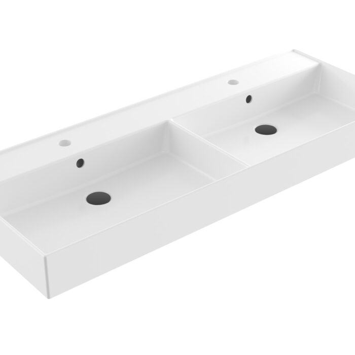 Wastafel Edge Keramiek Glans Wit 120 dubbele wasbak
