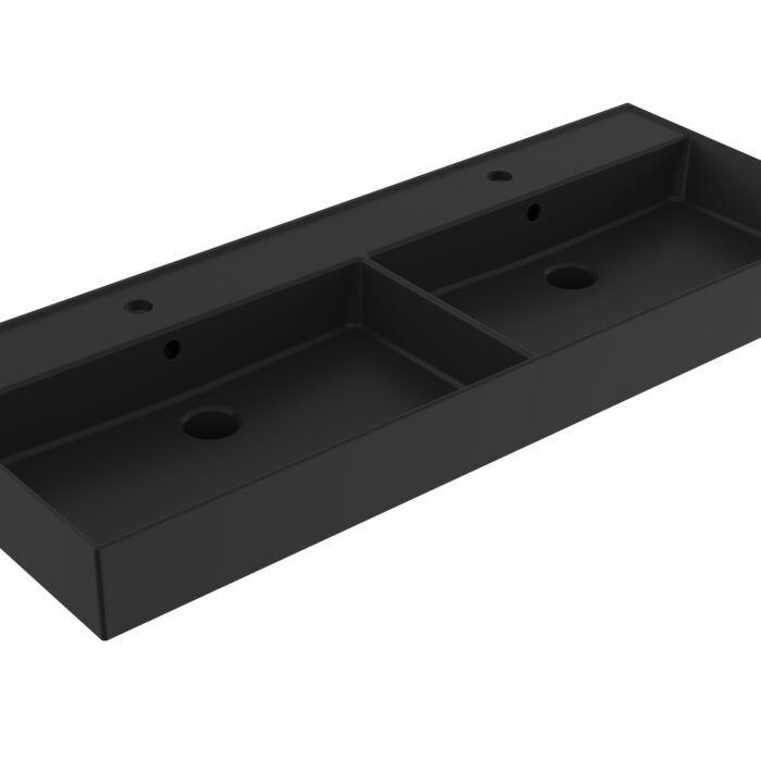 Wastafel Edge Keramiek Mat Zwart 120 dubbele wasbak