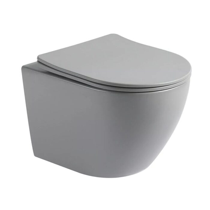 Wandcloset Color Line rimfree compact Mat Grijs slim met softclose en quickrelease zitting