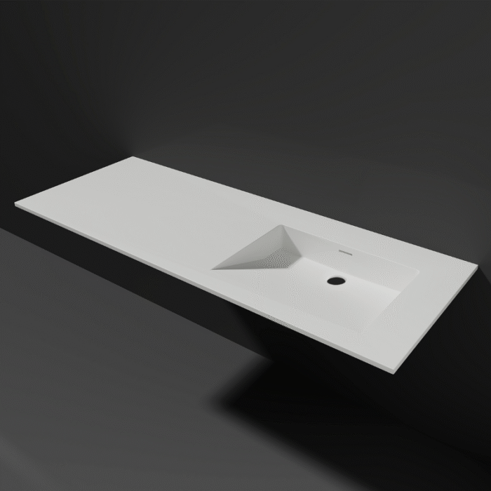 Wastafel Silk Solid Surface wasbak Rechts asymmetrisch 120