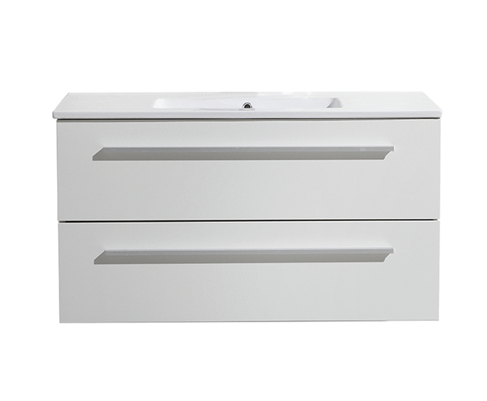 Badmeubelset met greep aluminium 100 mat wit zonder spiegel OP = OP