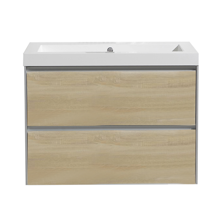 Badmeubelset greeploos 60 Light Wood zonder spiegel OP = OP