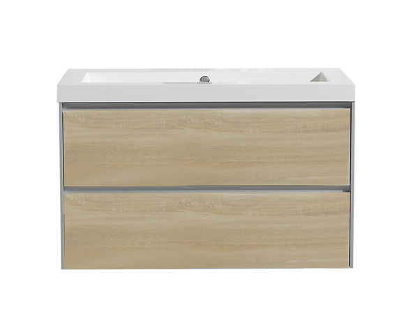 Badmeubelset greeploos 80 Light Wood zonder spiegel OP = OP