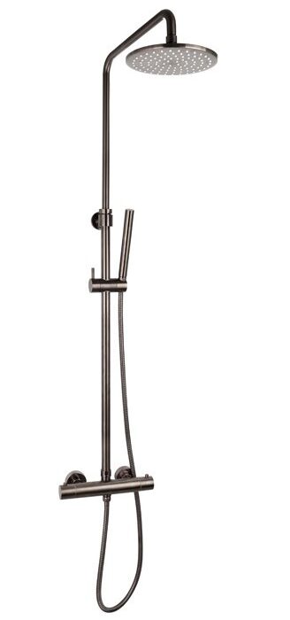Doucheset thermostatisch (in hoogte verstelbaar) rond Gun Metal douchekop 25 cm
