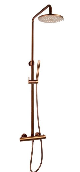 Doucheset thermostatisch (in hoogte verstelbaar) rond Brons douchekop 30 cm