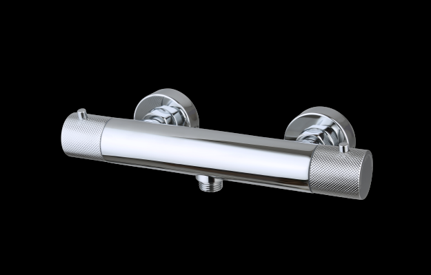 Douchemengkraan thermostatisch rond Chroom met geribbeld knop