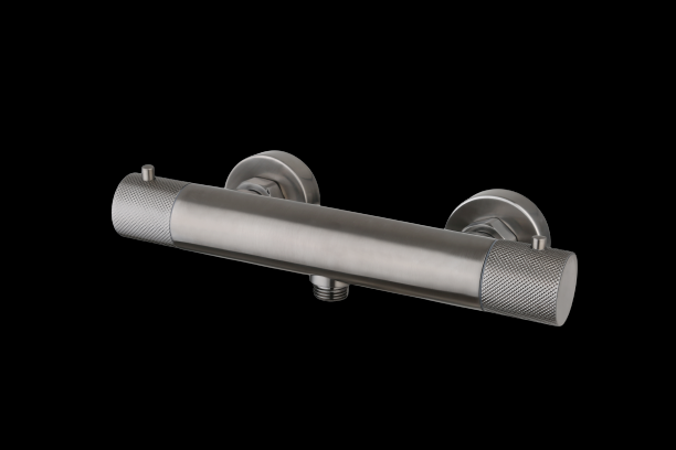 Douchemengkraan thermostatisch rond Gun Metal met geribbeld knop