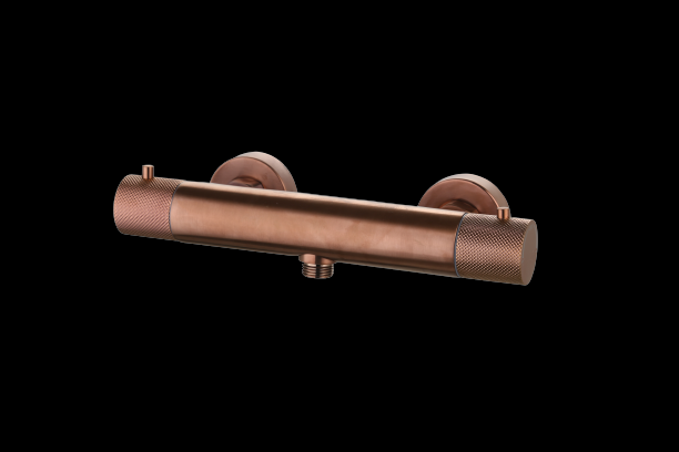 Douchemengkraan thermostatisch rond Brons met geribbeld knop