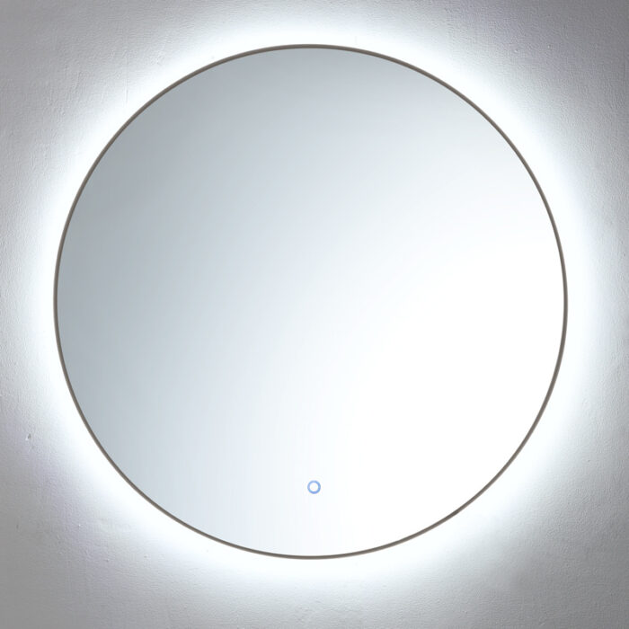 Ronde spiegel Gun Metal met LED verlichting, 3 kleur instelbaar & dimbaar 60