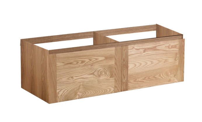 Badmeubel onderkast Wood Eiken 2 Lade met greeplijst in korpus kleur 120 OP = OP