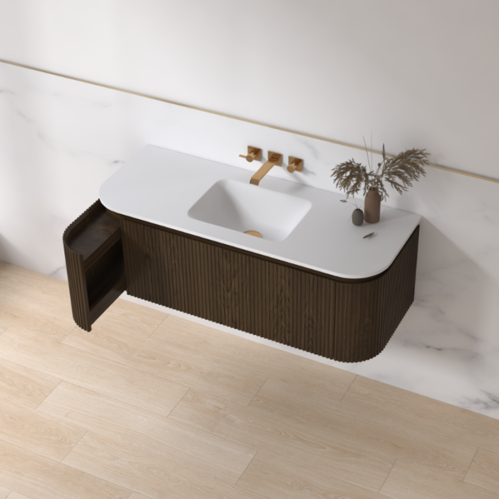 Badmeubelset Eleganza 120 Keramiek Dark Walnut zonder spiegel