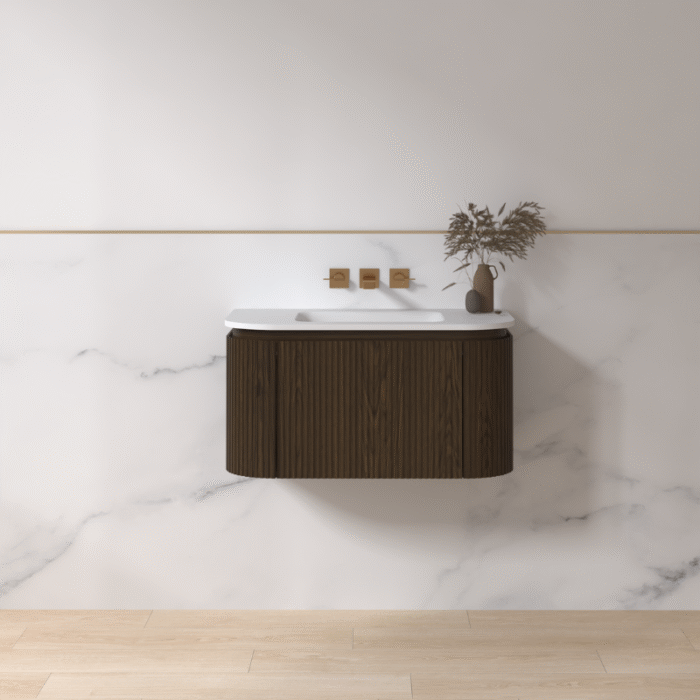 Badmeubelset Eleganza 80 Keramiek Dark Walnut zonder spiegel