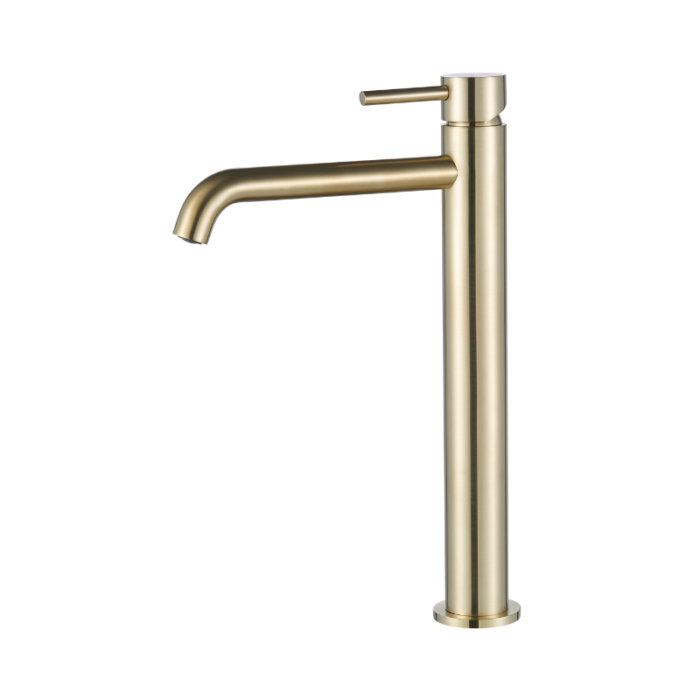 Wastafelmengkraan Slimline hoog rond Goud Geborsteld