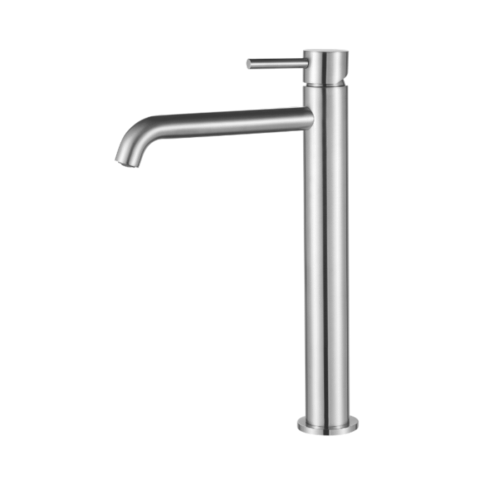 Wastafelmengkraan Slimline hoog rond RVS