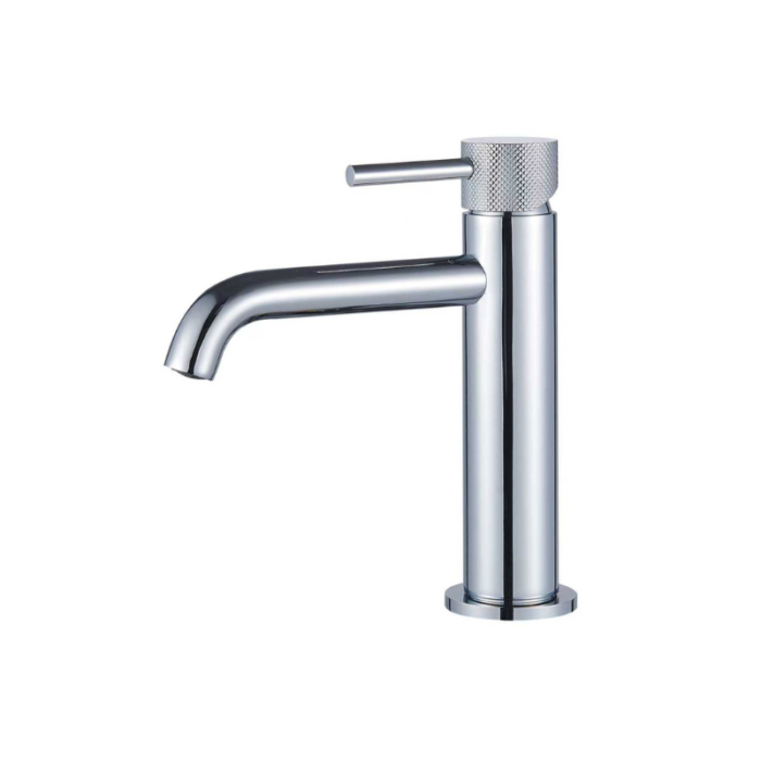 Wastafelmengkraan Slimline rond Chroom met geribbeld knop