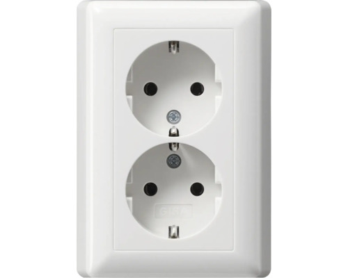 Gira Standard 55 stopcontact 2-voudig randaarde zuiverwit glans