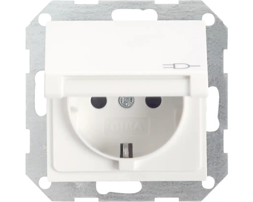 Gira System 55 stopcontact met klapdeksel zuiverwit glans