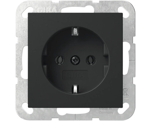 Gira System 55 stopcontact 1-voudig randaarde zwart mat